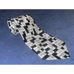Tie Crossword Puzzle Necktie Novelty Hand Made Renaissance EUC Vtg Fun Gift